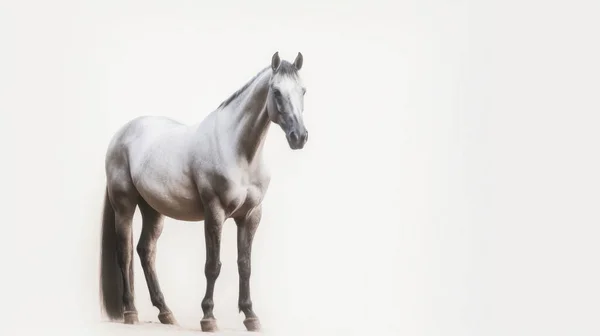 Άσπρο Άλογο Μαύρο Φόντο — Φωτογραφία Αρχείου