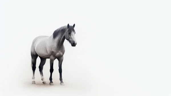 White Horse Isolated Black Background — Zdjęcie stockowe