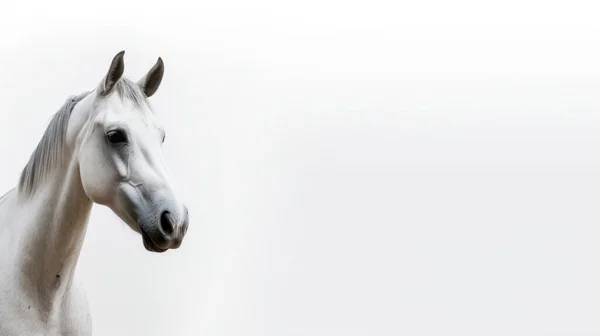 Білий Кінь Чорному Тлі — стокове фото