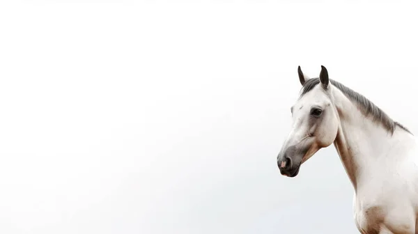 Λευκό Άλογο Ελαφρύ Φόντο — Φωτογραφία Αρχείου