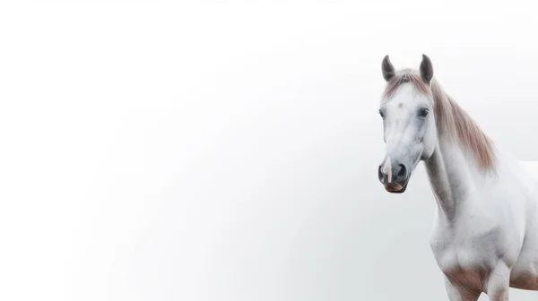 White Horse Isolated Black Background — Photo