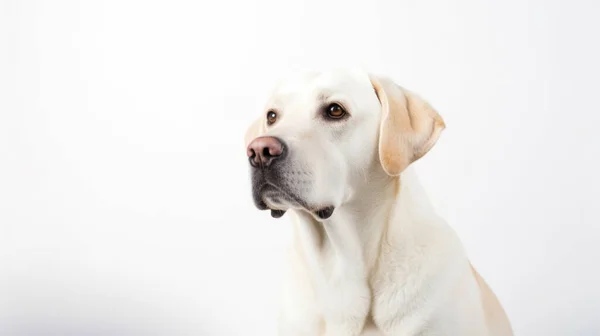 白色背景上一只可爱的狗的肖像 — 图库照片
