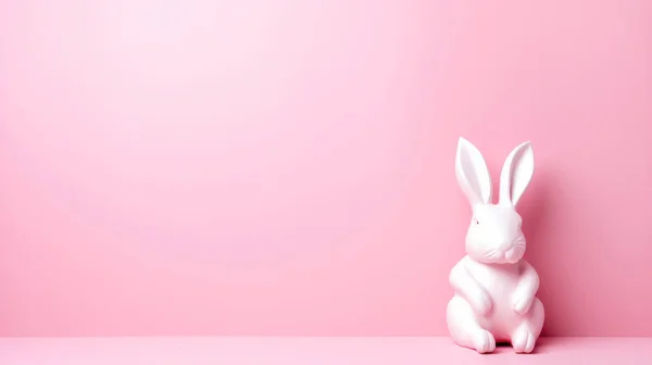 Pink Rabbit Purple Background Easter Concept — Stock Photo, Image