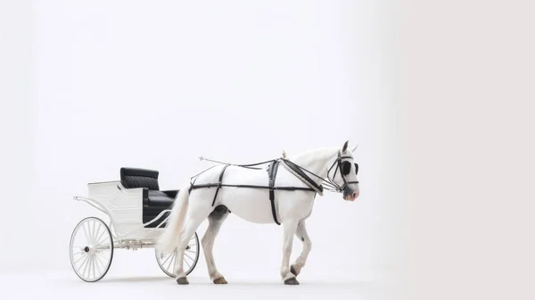 Carruagem Cavalo Fundo Branco — Fotografia de Stock