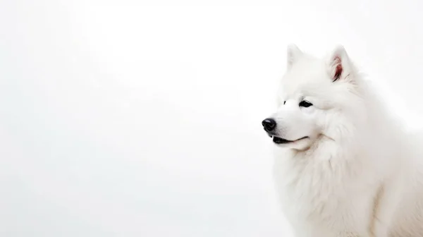 Karda Beyaz Köpek — Stok fotoğraf