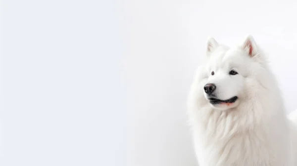 White Dog Gray Background — Stock Photo, Image