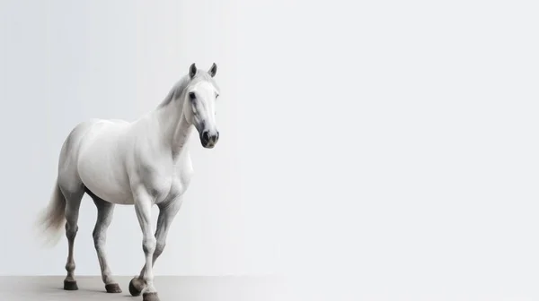 White Horse Gray Background — Stock Photo, Image