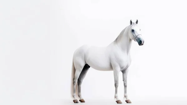 Λευκό Άλογο Ελαφρύ Φόντο — Φωτογραφία Αρχείου