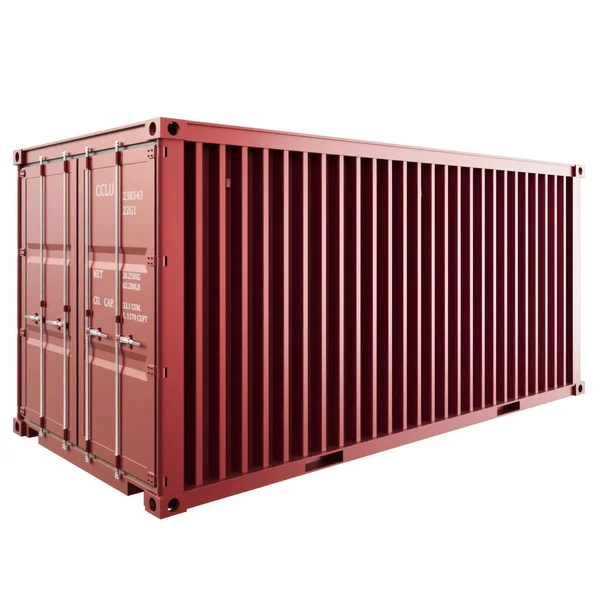 Sea Container Visualisering Röd Metall Perspektiv — Stockfoto