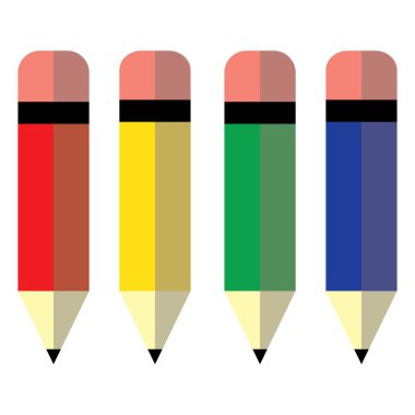 siyah renkli hb 2b h b kalem ve silgi vektör çizimi