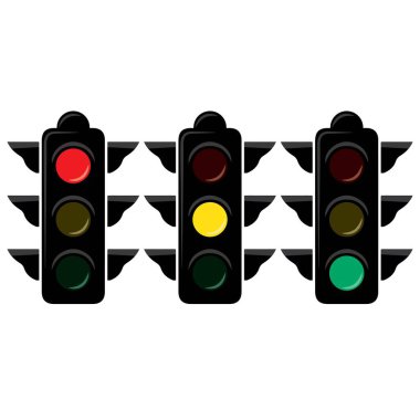 kırmızı sarı trafik ışığı zebra vektör çizimi