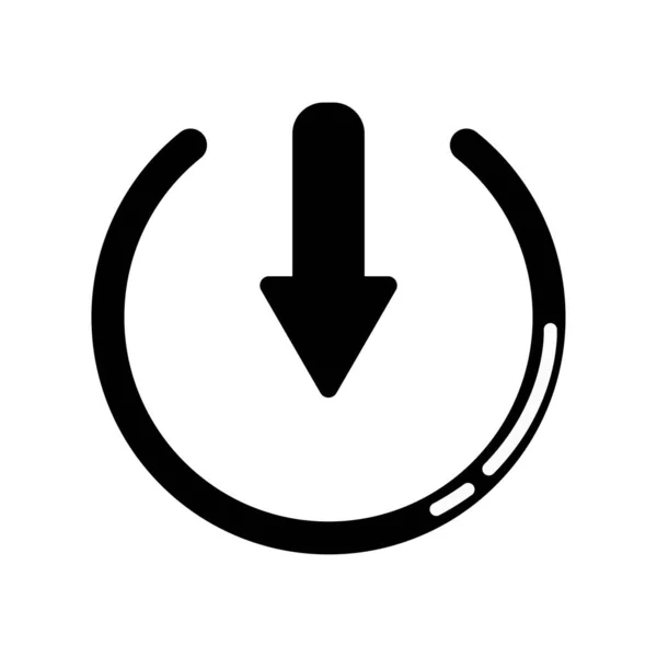 Vector Icon Download Circle Silhouette Black White Illustration — Stock Vector
