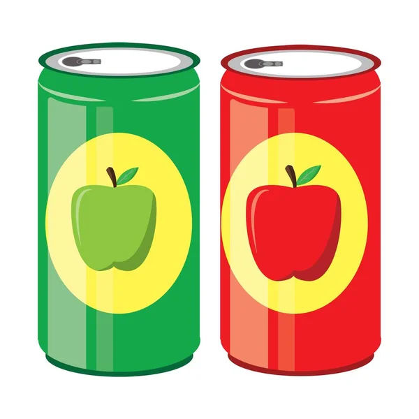 Dricka Konserverad Äpple Juice Vektor Illustration — Stock vektor