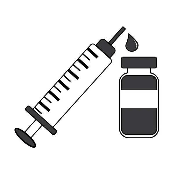 Aşı Enjeksiyonu Vitaminler Ilaç Sağlık Ikonu Vektör Illüstrasyonu — Stok Vektör