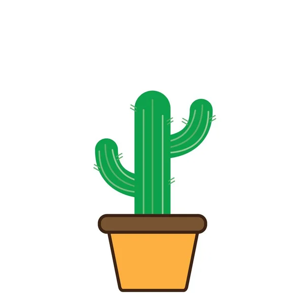 Pequeño Cactus Del Desierto Que Comienza Florecer Una Olla Para — Vector de stock