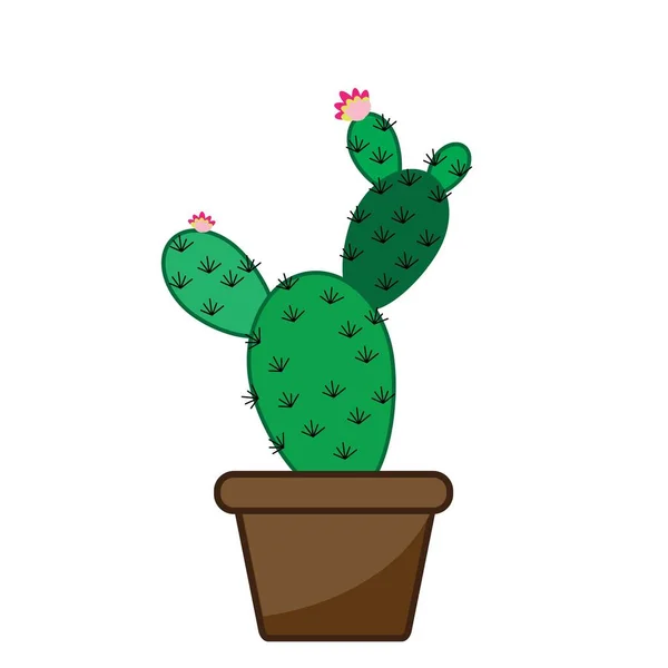 Cactus Desierto Comienza Florecer Una Olla Para Flores Decorativas Vector — Archivo Imágenes Vectoriales