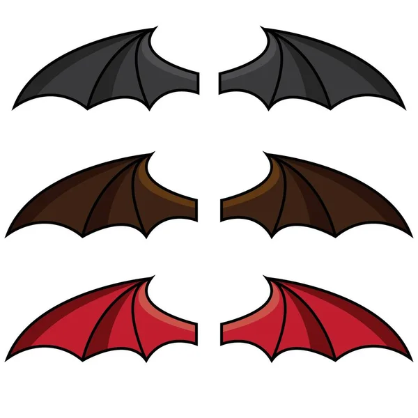 Крылья Летучих Мышей Дракон Красный Коричневый Черный Серый Векторный Логотип — стоковый вектор