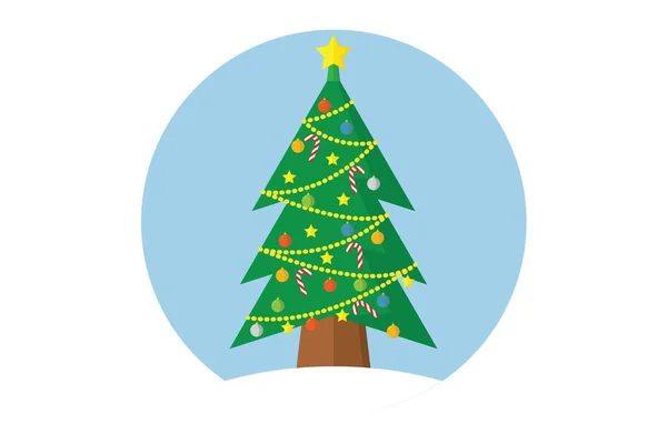 Decorated Christmas Tree Illustration Vector — Stock Vector