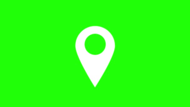 Animowana Lokalizacja Ikona Czerwony Biały Mapa Zielony Ekran Kierunki — Wideo stockowe