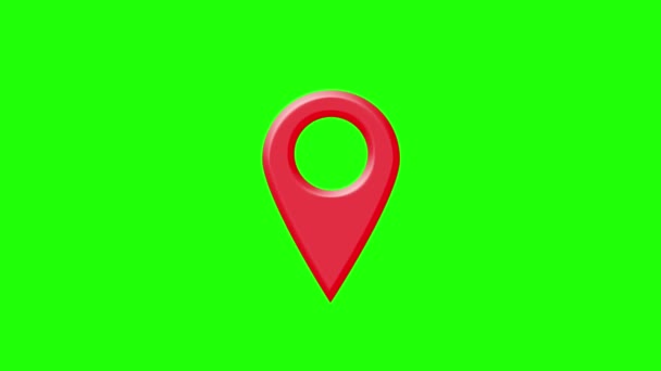 Localização Animada Ícone Vermelho Branco Mapa Verde Tela Direções — Vídeo de Stock
