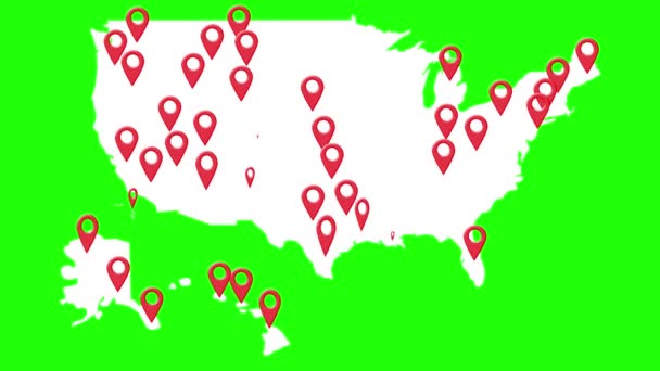 Konumumuzu Haritalar Amerikan Animasyon Haritaları Yeşil Ekran — Stok video