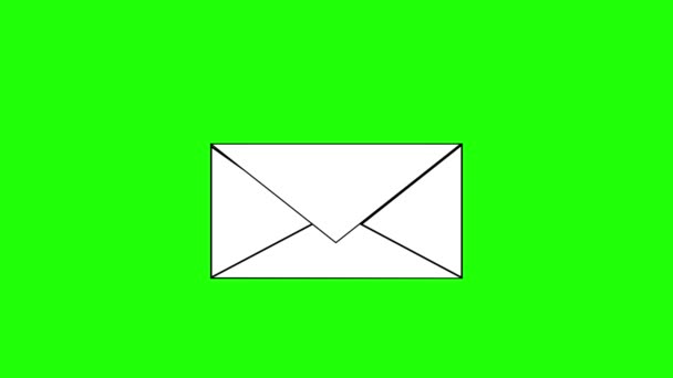 Carta Greenscreen Envelope Mensagem Ícone Animação — Vídeo de Stock