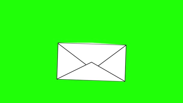 Carta Pantalla Verde Mensaje Sobre Correo Electrónico Animación Icono — Vídeo de stock