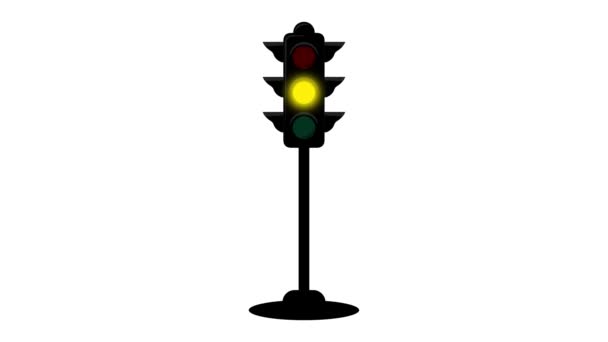 红绿灯黄绿色街灯缓缓停下 斑马走过动画 — 图库视频影像