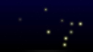 animasyon yıldızı Gemini Zodyak yıldızı Gemini kara gece gökyüzünde