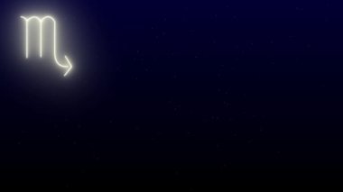 Akrep yıldızlı animasyon Akrep burcu kara gece gökyüzünde.