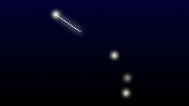 Aries Αστέρι Κινουμένων Σχεδίων Zodiac Αστέρι Aries Μαύρο Νυχτερινό Ουρανό — Αρχείο Βίντεο