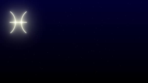 双鱼座星辰在漆黑的夜空中放飞黄道带星 — 图库视频影像