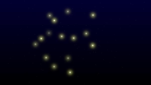 Schütze Stern Animierter Tierkreisstern Sagittarius Schwarzen Nachthimmel — Stockvideo