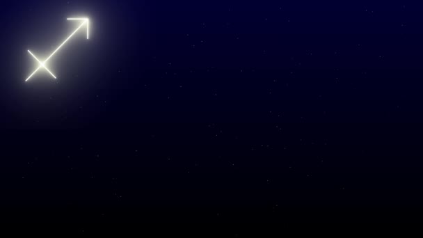 Τοξότης Αστέρι Κινουμένων Σχεδίων Zodiac Αστέρι Sagittarius Μαύρο Νυχτερινό Ουρανό — Αρχείο Βίντεο