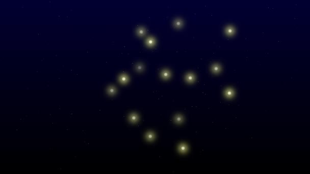Sagitário Estrela Animada Zodíaco Estrela Sagitário Céu Negro Noite — Vídeo de Stock