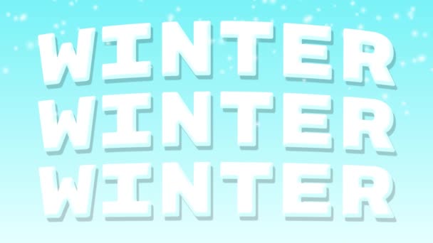 Winter Schneefall Animation Schriftzug Text Hintergrund Winter — Stockvideo