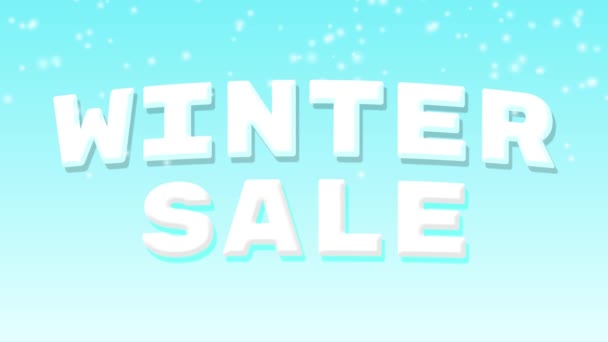 冬季销售降雪动画文字背景冬季销售 — 图库视频影像