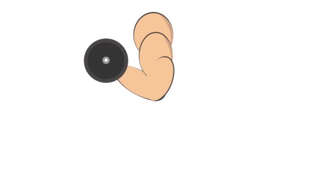 Βραχίονα Χέρι Ανελκυστήρα Barbell Animation Γυμναστήριο Γυμναστήριο — Αρχείο Βίντεο