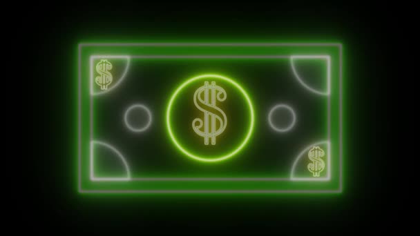 Neon Money Shape Animation Money Change Neon Shop — Stock Video