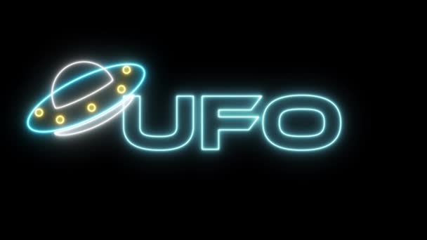Néon Forme Vaisseau Spatial Alien Ufo Animation Néon Boutique Publicité — Video