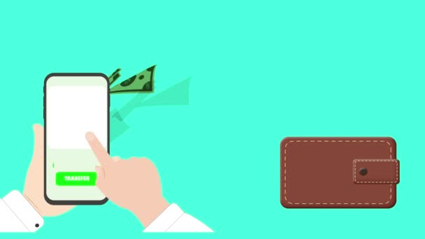 Převod Peníze Peněženky Animace Transfer Peníze Mobilní Bouchání Peněženka Peněženky — Stock video