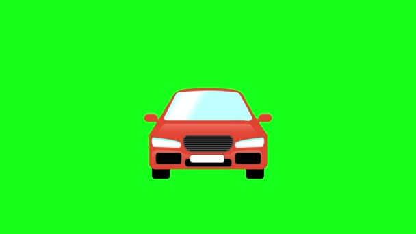 Cartoon Samochód Wyprzedzić Samochód Zielony Ekran Animacji Chmur Asfaltu Drogowego — Wideo stockowe