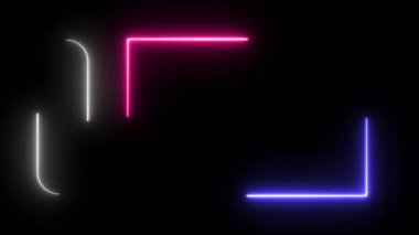 Portait and landscape name and photo frames with animated neon style templates