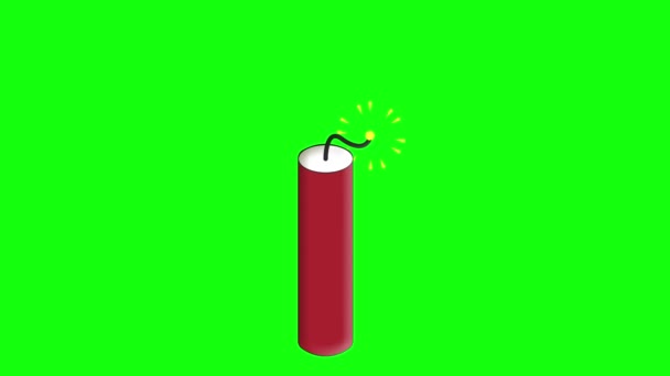 不要炸弹 动画炸弹 点燃炸弹灯芯 点燃绿屏 — 图库视频影像