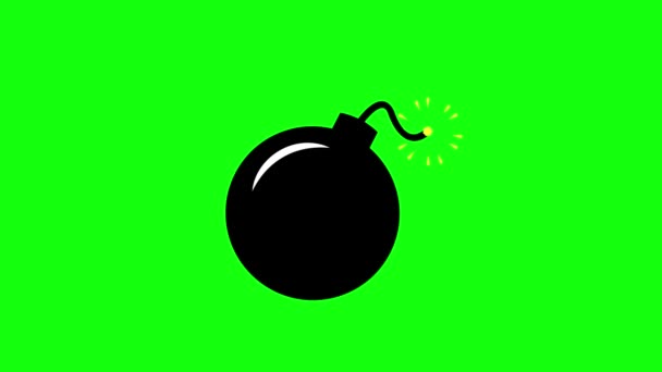 Бомба Анімовані Бомба Запалити Бомбу Гніт Освітлення Зелений Екран — стокове відео