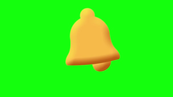 Animation Bell Sounds Alarm Notification Yellow Greenscreen Icon — Stock Video