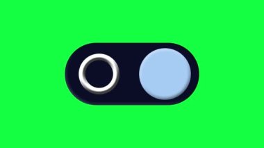 Mobil iPhone ve leptop ses düğmelerinde açılıp kapanan yuvarlak düğme arkaplan yeşil ekran ve siyah ekran