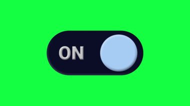 Mobil iPhone ve leptop ses düğmelerinde açılıp kapanan yuvarlak düğme arkaplan yeşil ekran ve siyah ekran