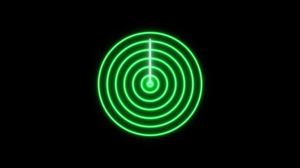 舰载雷达和飞机雷达地图和位置雷达搜索动画霓虹灯雷达敌人雷达动画 — 图库视频影像