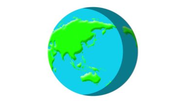 Yeşil ve mavi siber korsan küresiyle dönen dünya haritası animasyonu